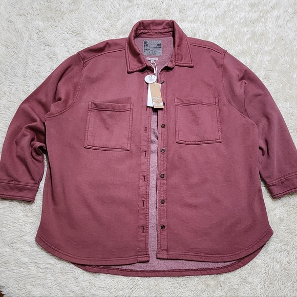 NWT C&C CALIFORNIA Sunwashed Berry Shacket Sz Large / Fall Spring Layering Cozy - Picture 4 of 12